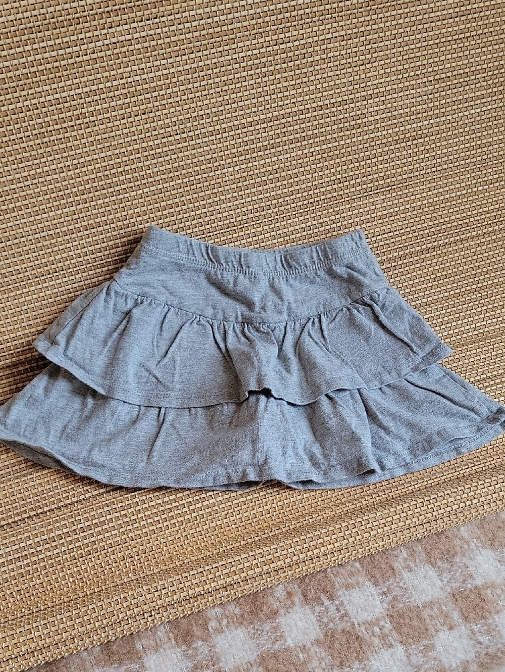 Childrens Place Kids Light Gray Tiered Ruffle Skirt